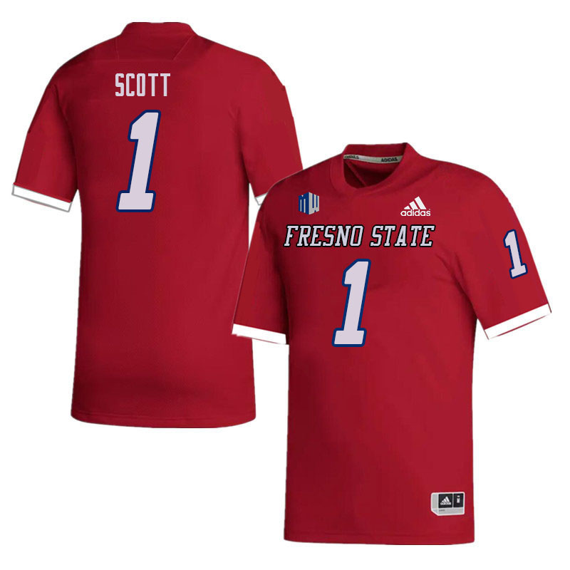 Men #1 Raymond Scott Fresno State Bulldogs College Football Jerseys Sale-Red